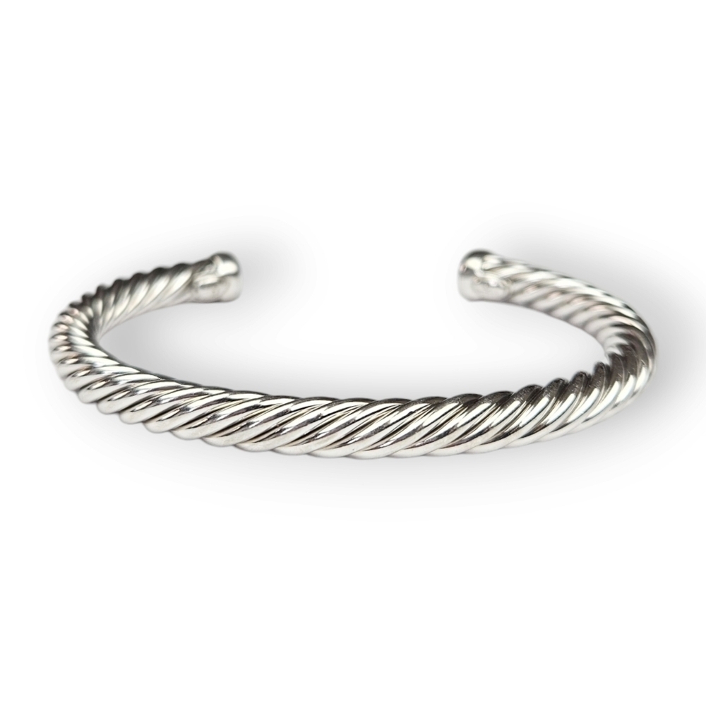 Gabrielle Bruni Sterling Cable Cuff Bracelet Italy Solid 925 Silver 6MM ~7"